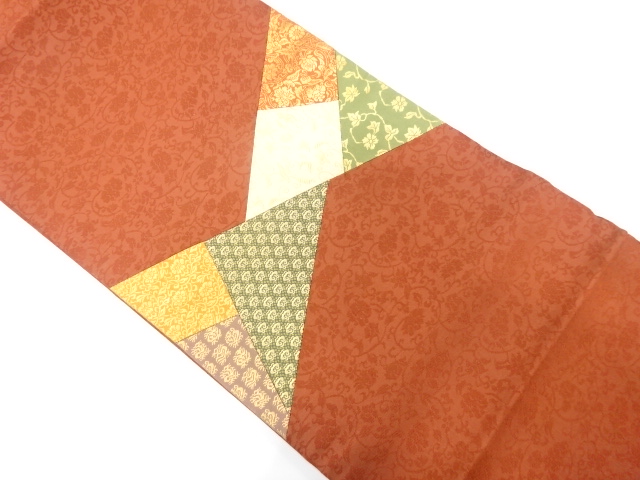 JAPANESE KIMONO / UNUSED NAGOYA OBI / SILK / KIRIBAME STYLE / WOVEN TRADITIONAL PATTERN